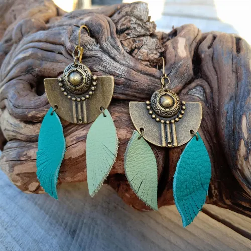 Boucles d'oreilles Azt&egrave;que Bleues