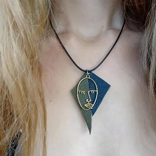 Collier Picasso noir et kaki