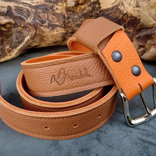 Ceinture r&eacute;versible Marron/orange