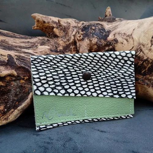 Porte-carte complet Vert Amande/Mouchet&eacute;