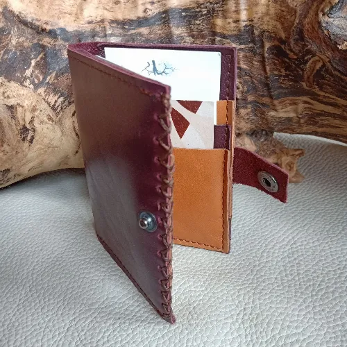 Porte-carte POCKET Bordeaux/Camel