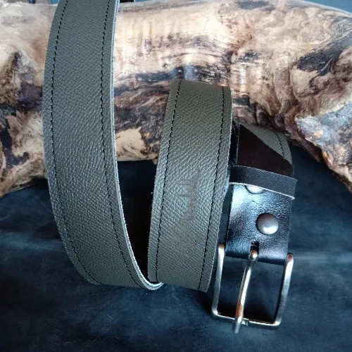 Ceinture r&eacute;versible Kaki/Noire