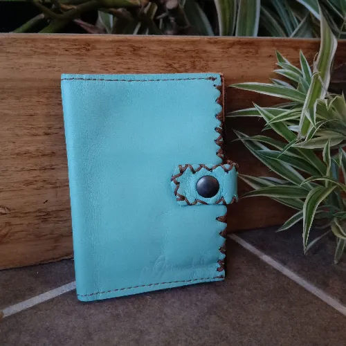 Portefeuille POCKET Bleu ciel/Marron