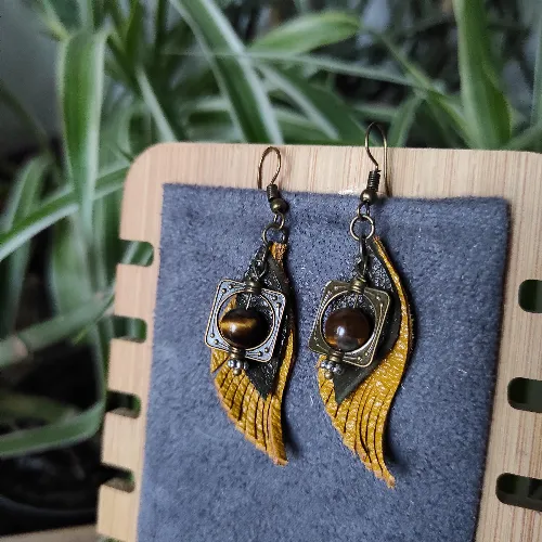 Boucles d'oreilles Oeil du tigre.