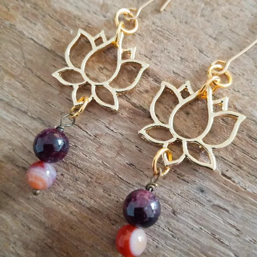 Boucles d'oreilles Lotus Dor&eacute;